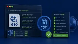 Ferramenta de auditoria de GEO da SEO Upsite mostrando a análise de visibilidade em IA